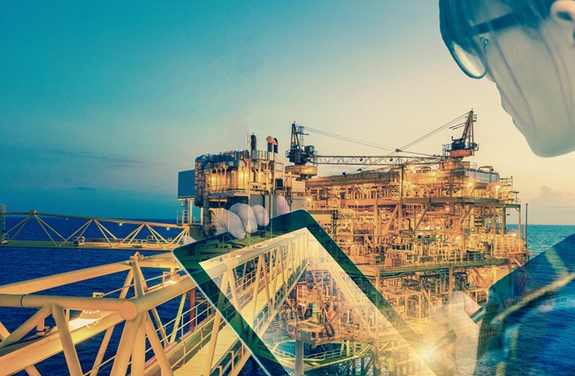 Stylised image of surveyor on offshore vessel