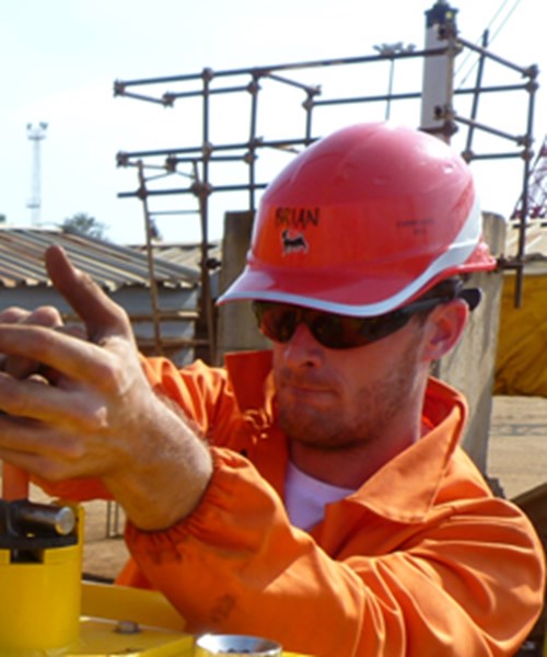 Worker with an helmet