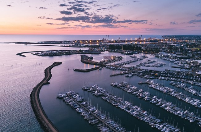 An aerial image of Freemantle Port Australia